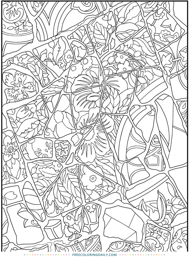Free Nature Pattern Coloring Page