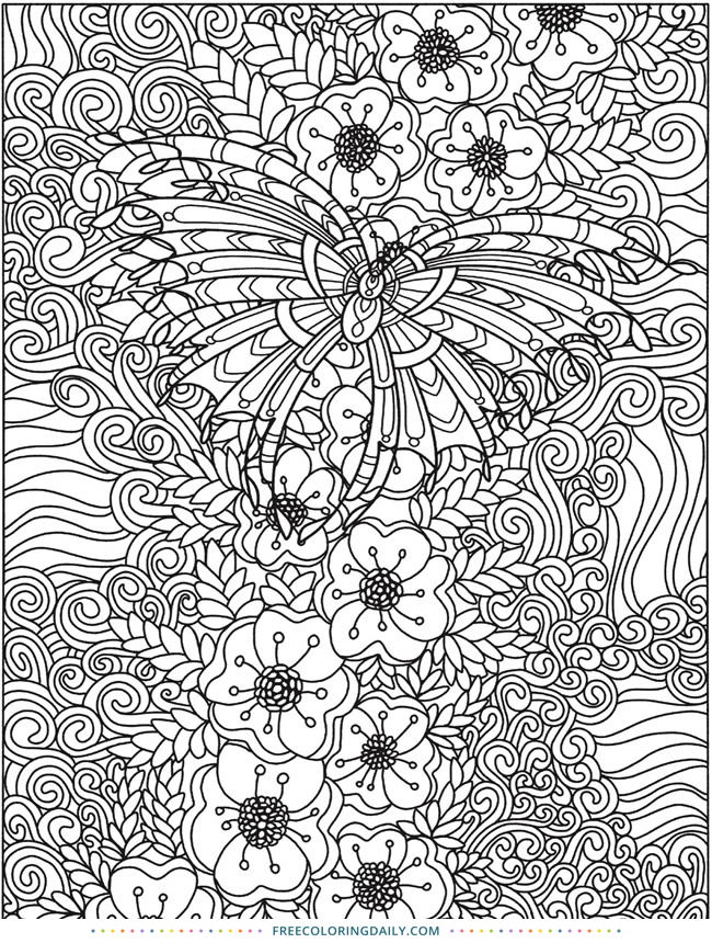 Free Floral Butterfly Coloring