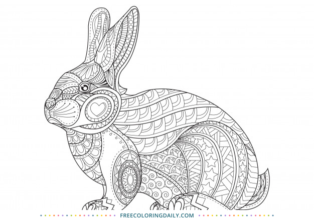 Free Patterned Rabbit Coloring Page