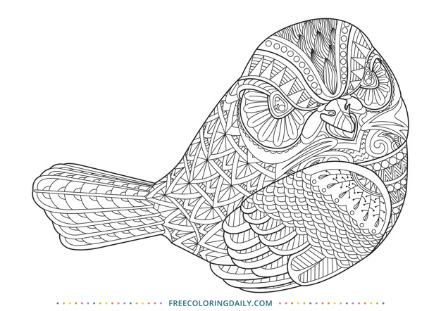 Free Zentangle Bird Coloring Page
