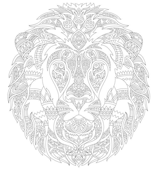 Free Patterned Lion Coloring Page