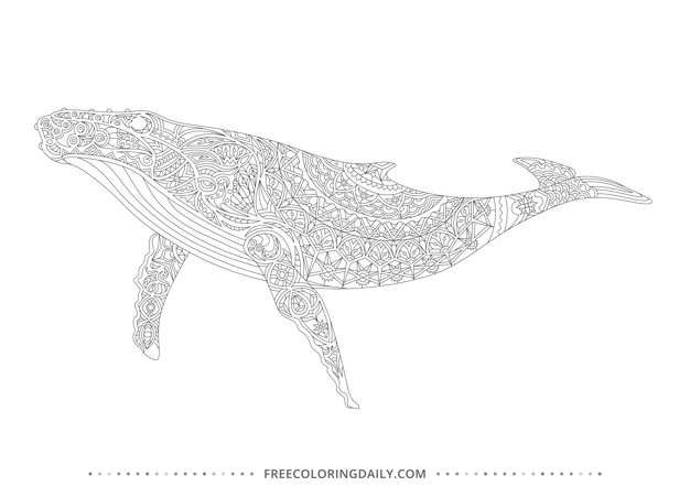 Free Patterned Whale Coloring