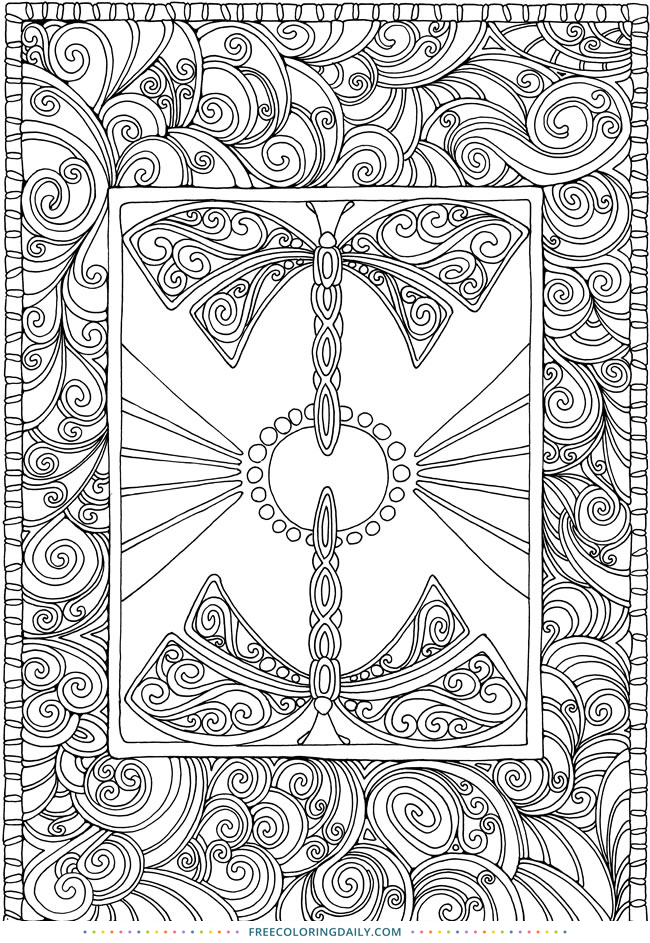 Free Ornate Dragonfly Coloring