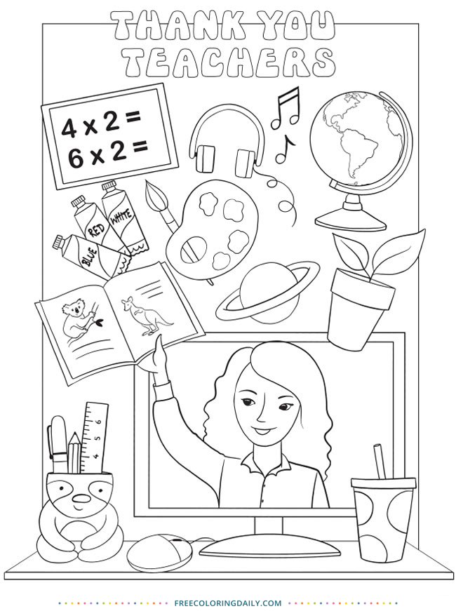 Free Thank You Teacher Coloring
