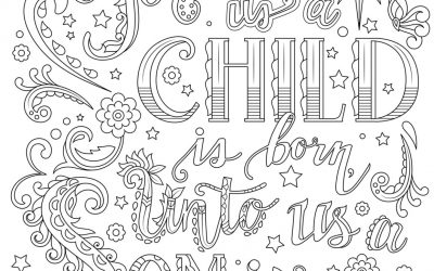 FREE “For Unto Us a Child is Born” Coloring Quote