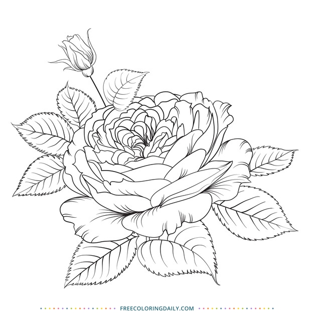 Free Rose Coloring Page