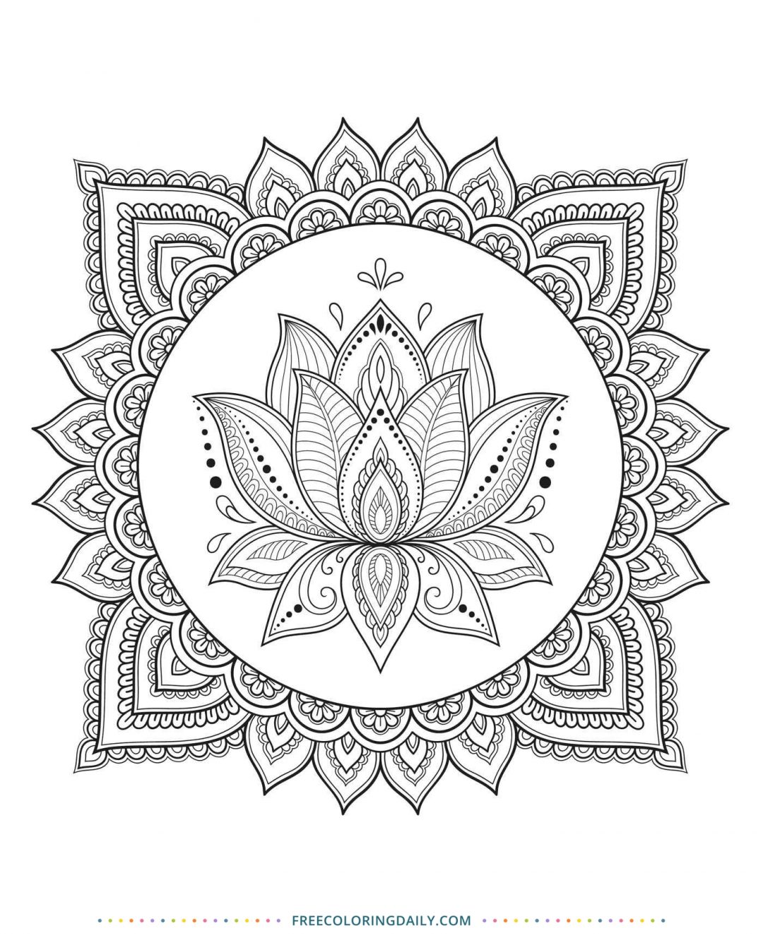 Free Lotus Flower Coloring Page