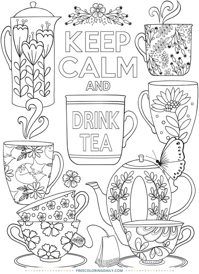 Free Drink Tea Coloring Page