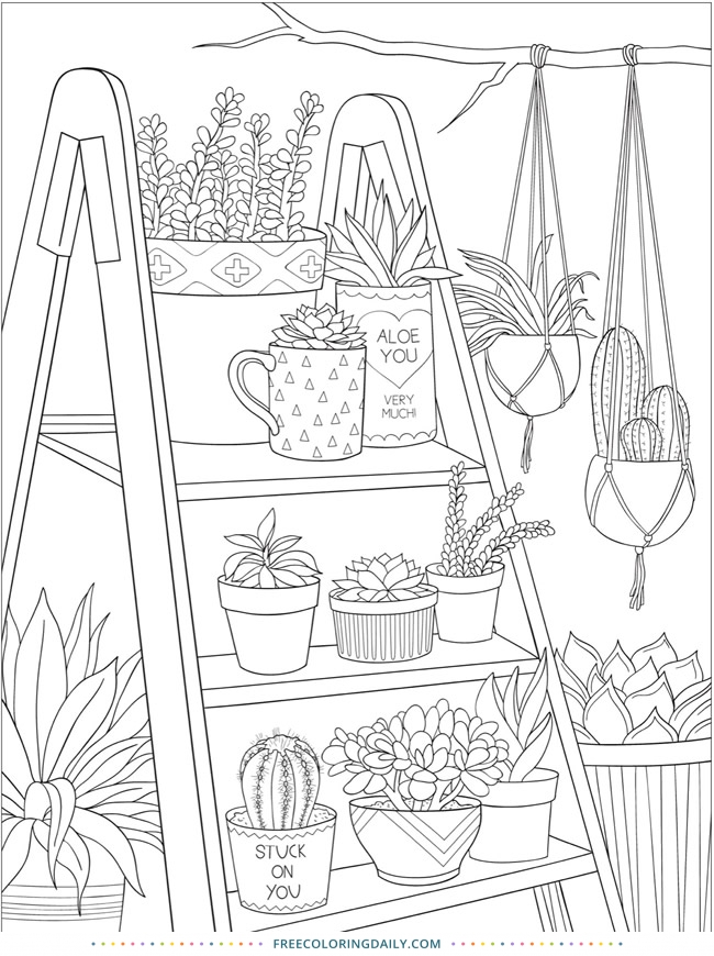 Free Potted Plants Coloring Page