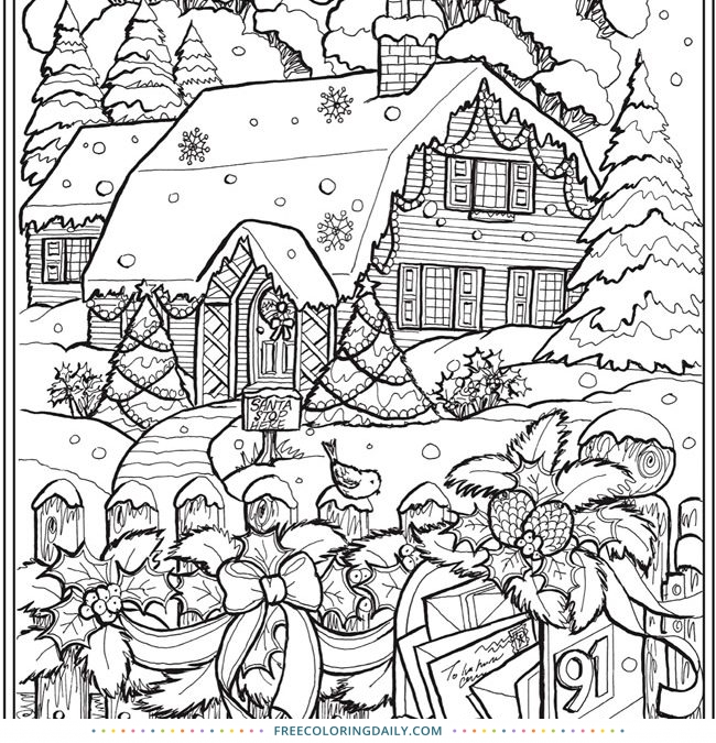 Free Snowy Christmas Coloring Page