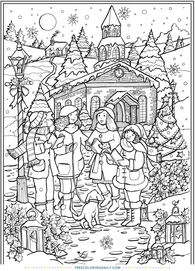 Free Christmas Carolers Coloring