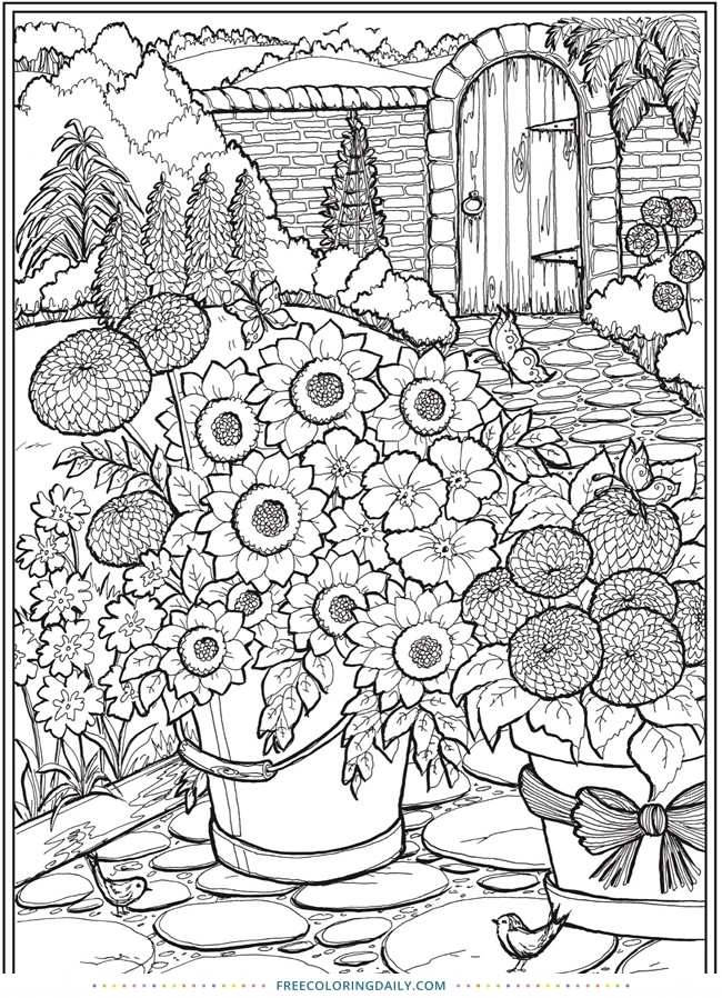 Free Lovely Garden Coloring Page