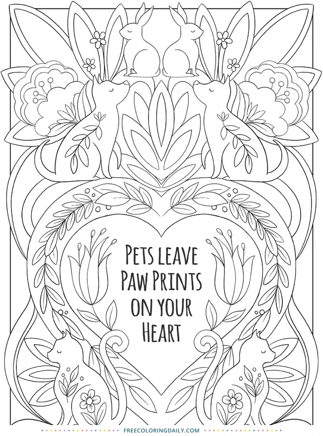 Free Loving Pets Coloring Page