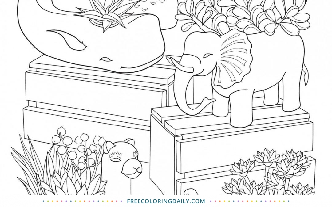 Free Cute Animal Cactus Coloring