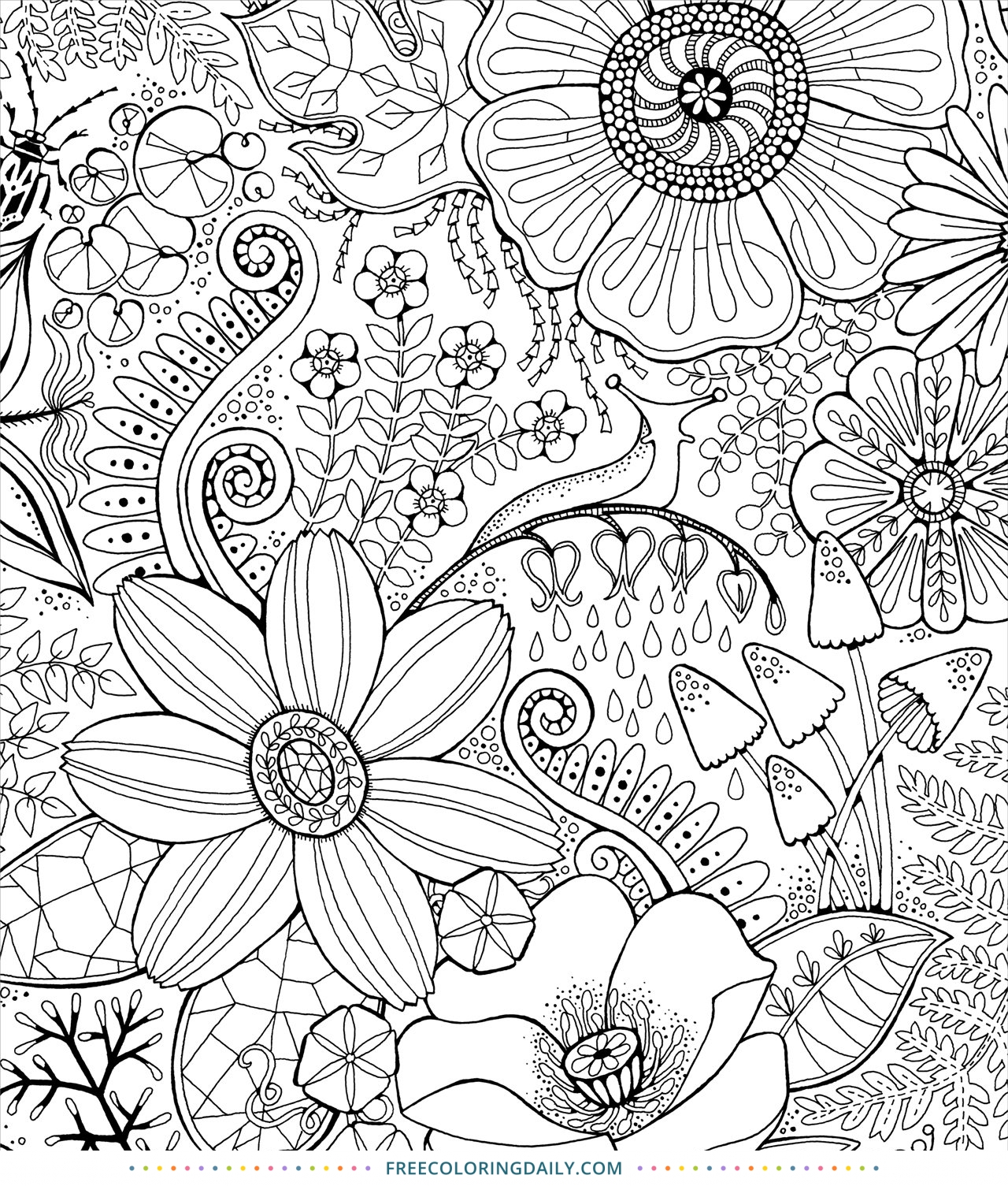 Free Beautiful Floral Pattern Coloring | Free Coloring Daily