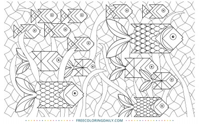 Free Geometric Fish Coloring Page
