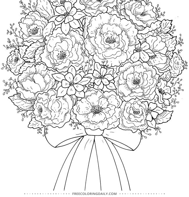 Free Gorgeous Floral Bouquet Coloring