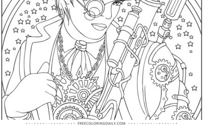 Free Steampunk Coloring Page
