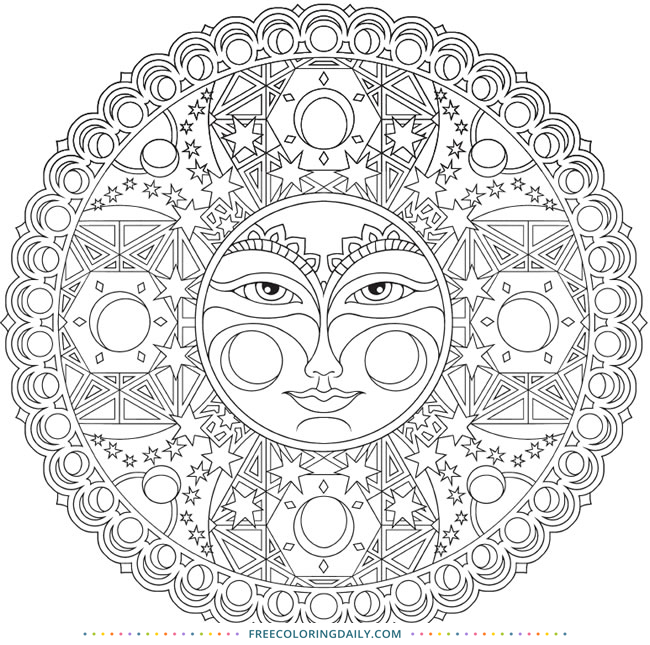 Free Sun Mandala Coloring