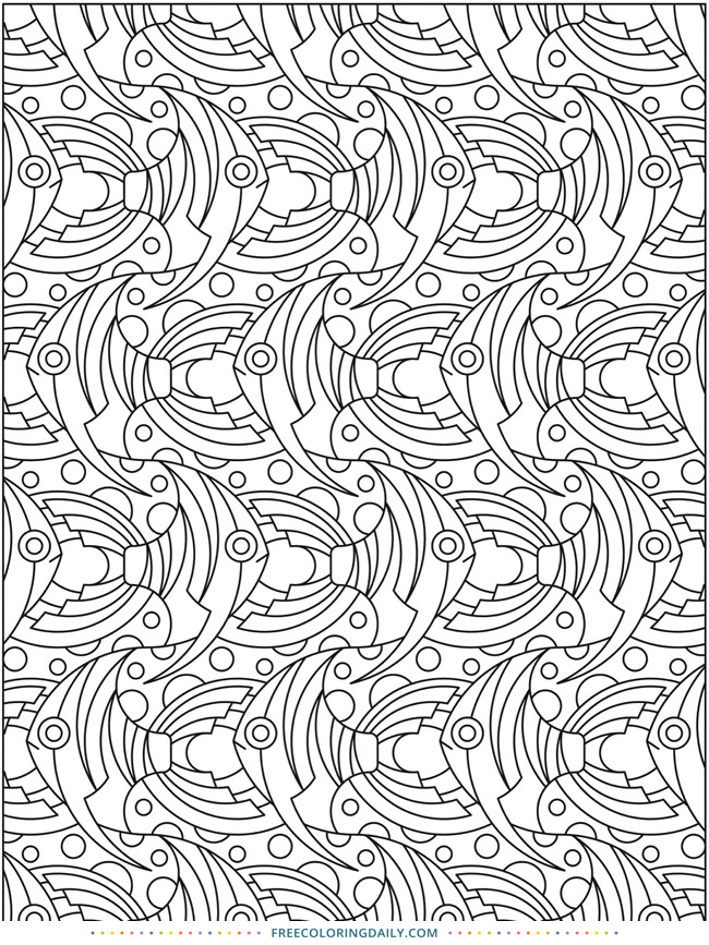 Free Fish Pattern Coloring Page