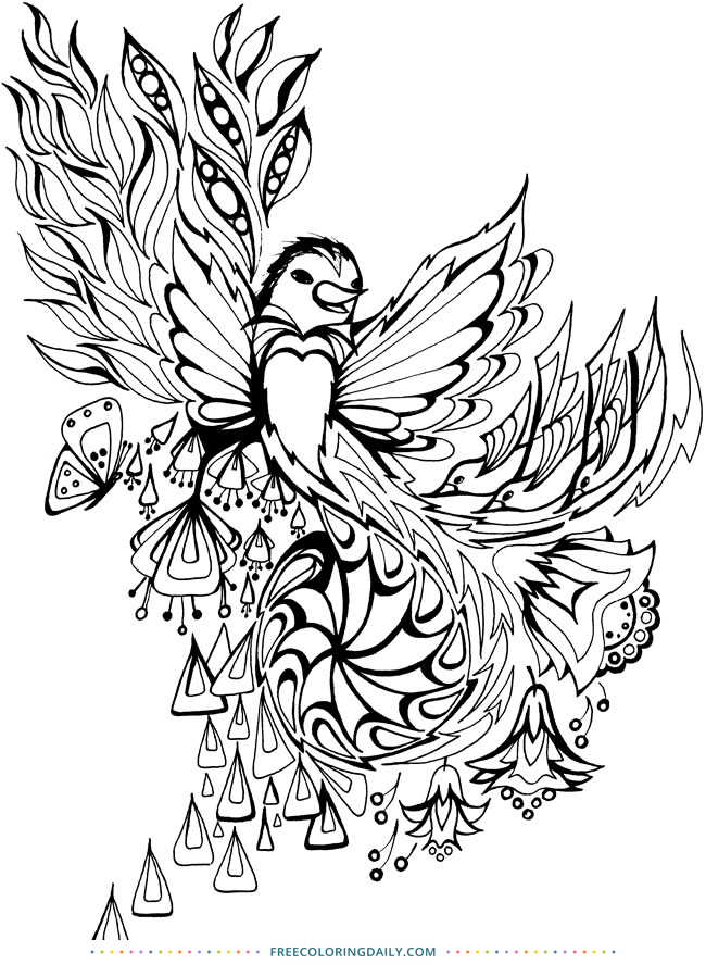 Free Flying Bird Coloring Page