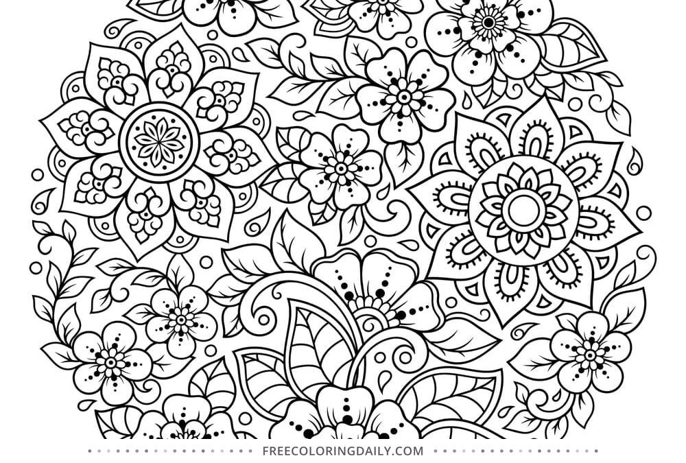 FREE Gorgeous Floral Sphere Coloring