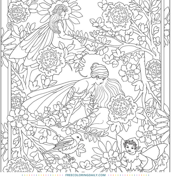 Free Flower Fairies Coloring Page