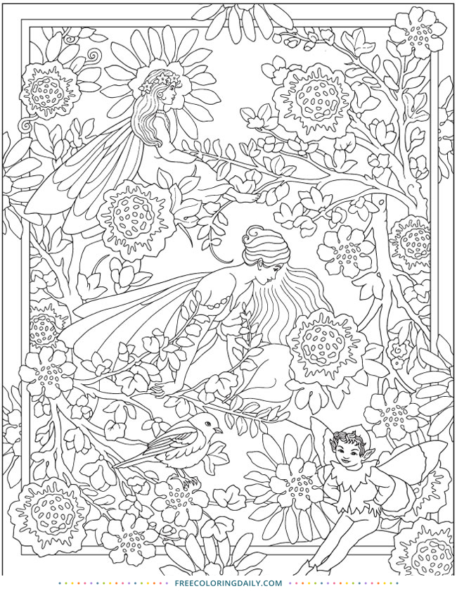 Free Flower Fairies Coloring Page