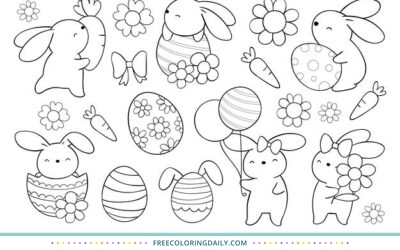 Free Adorable Bunnies Easter Coloring