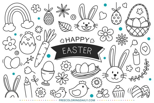Free Easter Doodle Coloring Page