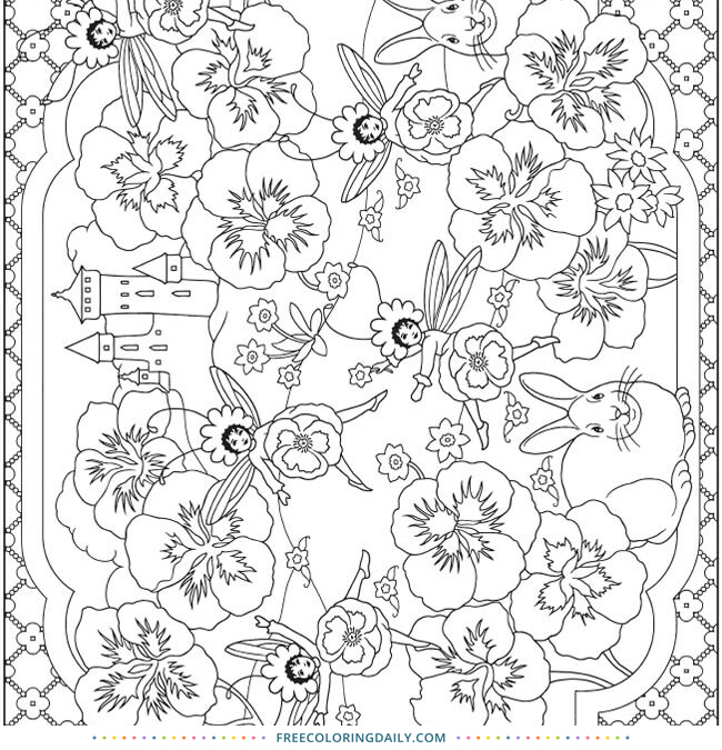Free Fairy Flowers Coloring