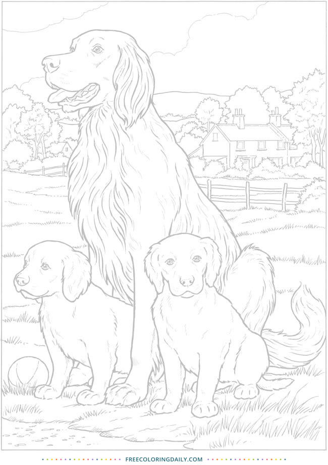Free Adorable Dogs Coloring Sheet