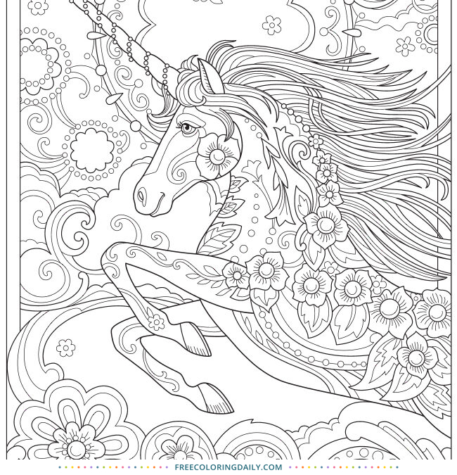 Free Beautiful Unicorn Coloring