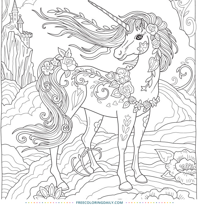 Free Pretty Unicorn Coloring Page