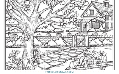 Free Apple Picking Coloring Page