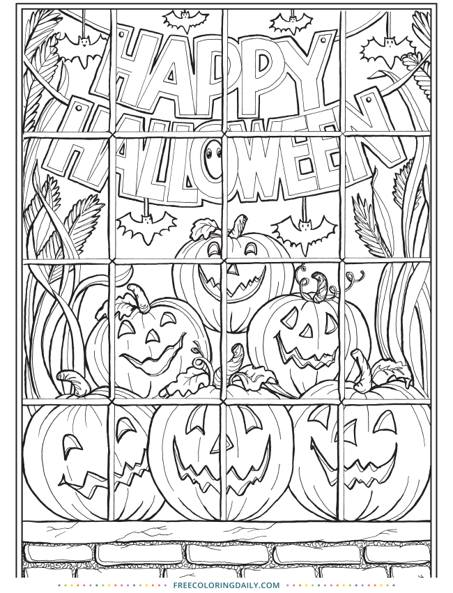 FREE Happy Halloween Pumpkins Coloring