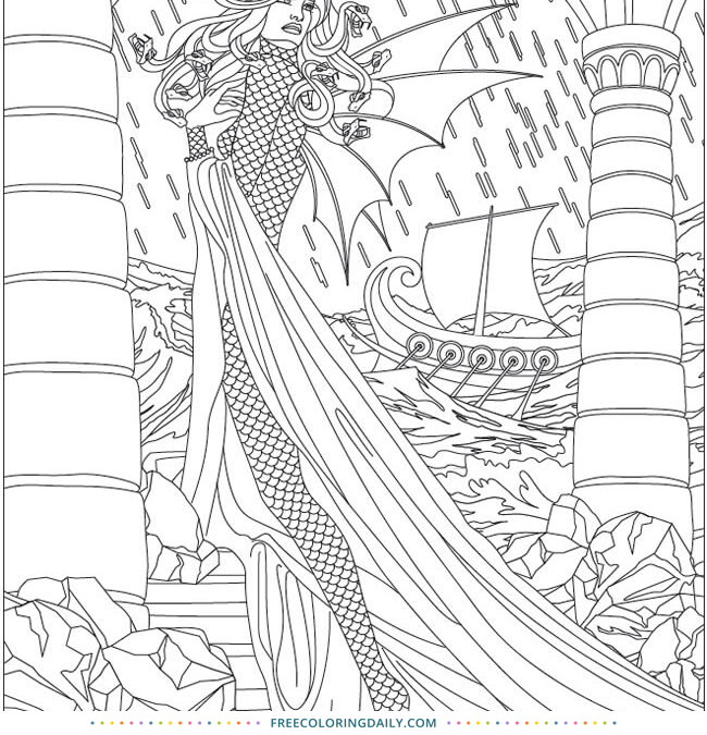 Free Medusa Greek Myth Coloring