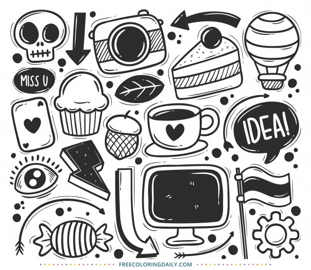 Free Fun Doodle Icons Coloring