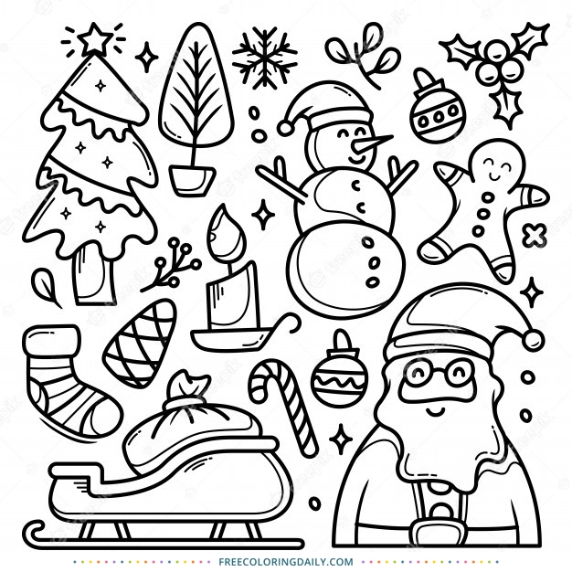 Free Christmas Doodles Coloring