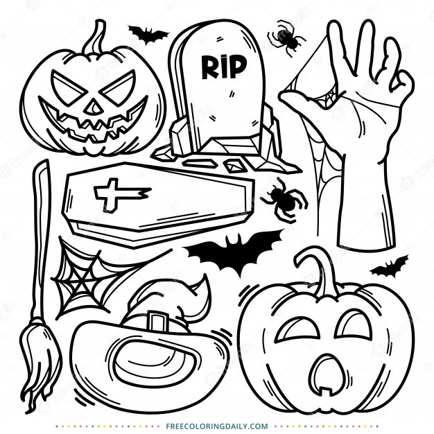 FREE Halloween Doodle Coloring