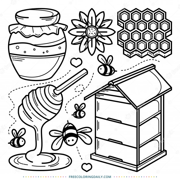 Free Honey Bee Coloring Page