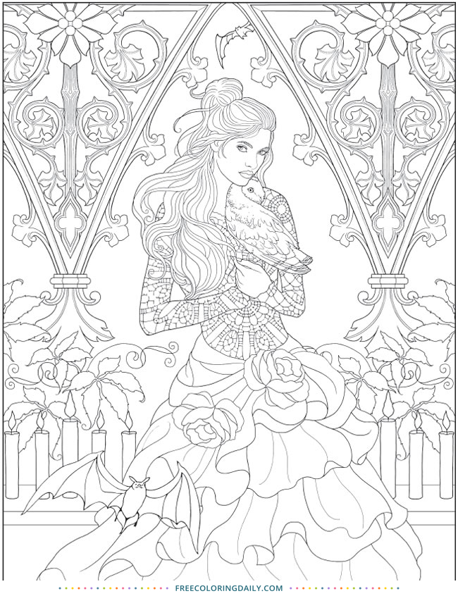 Free Vintage Lady Coloring Page