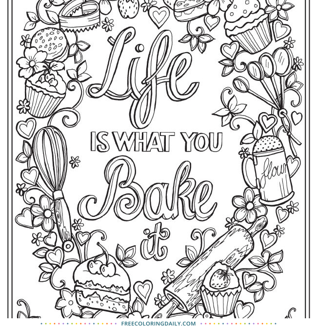 Free Cute Baking Quote Coloring