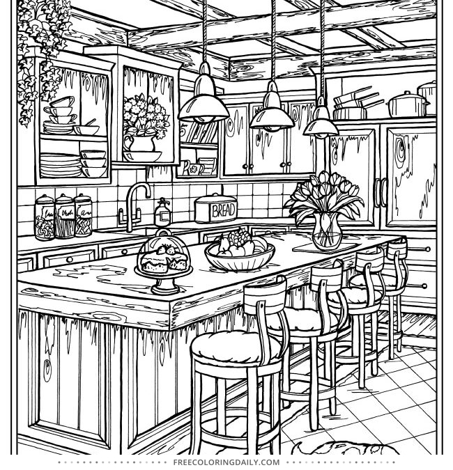 Free Kitchen Coloring Page