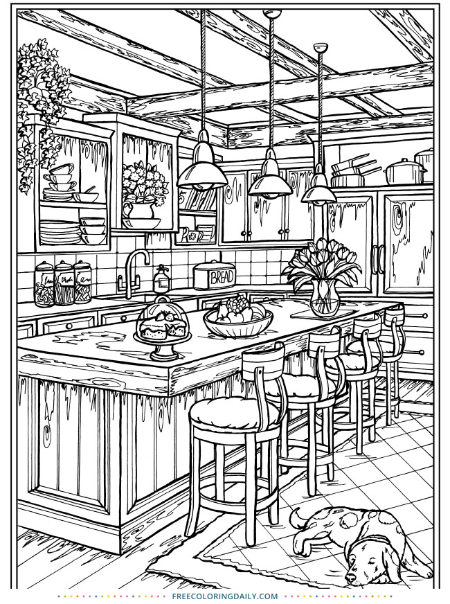 Free Kitchen Coloring Page