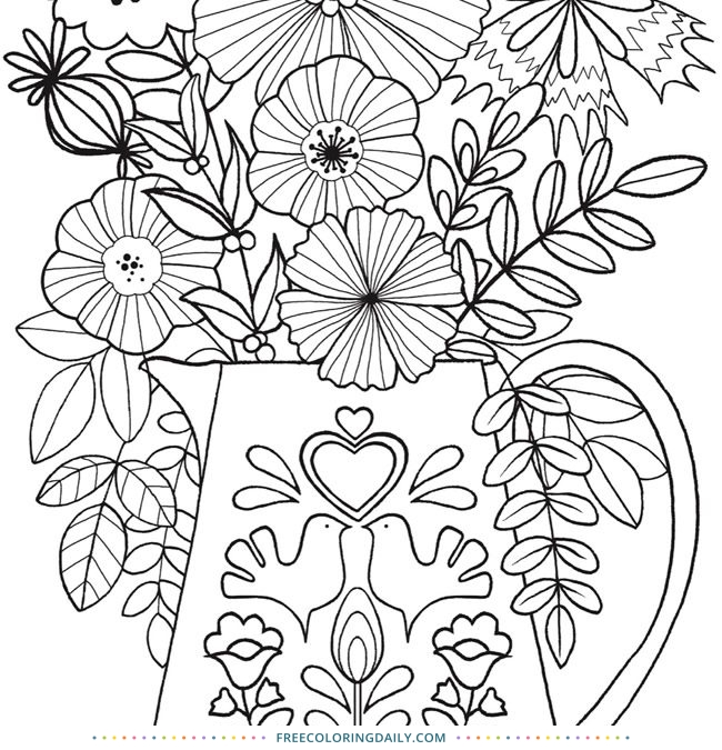 Free Flowers in Pitcher Coloring