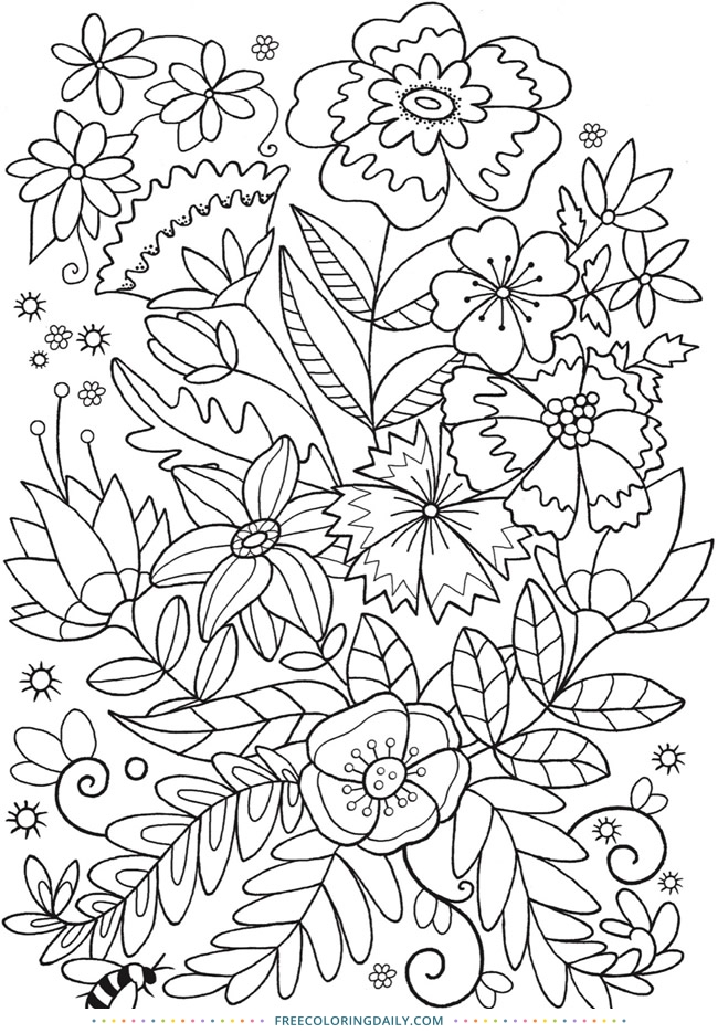 Free Pretty Flower Pattern Coloring