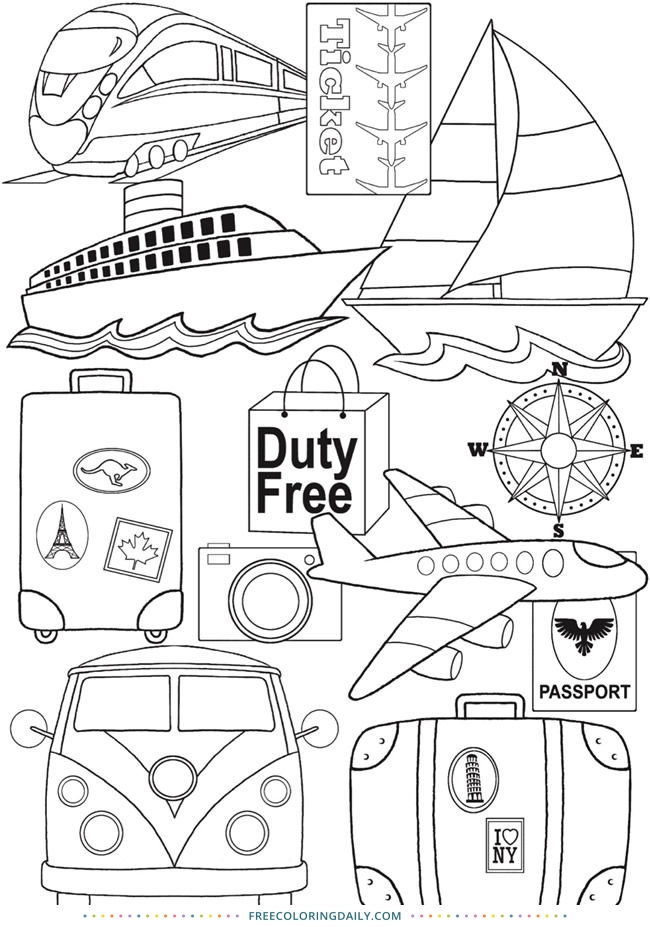 Free Travel Coloring Page