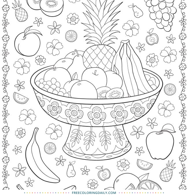 Free Fruit Bowl Coloring Page