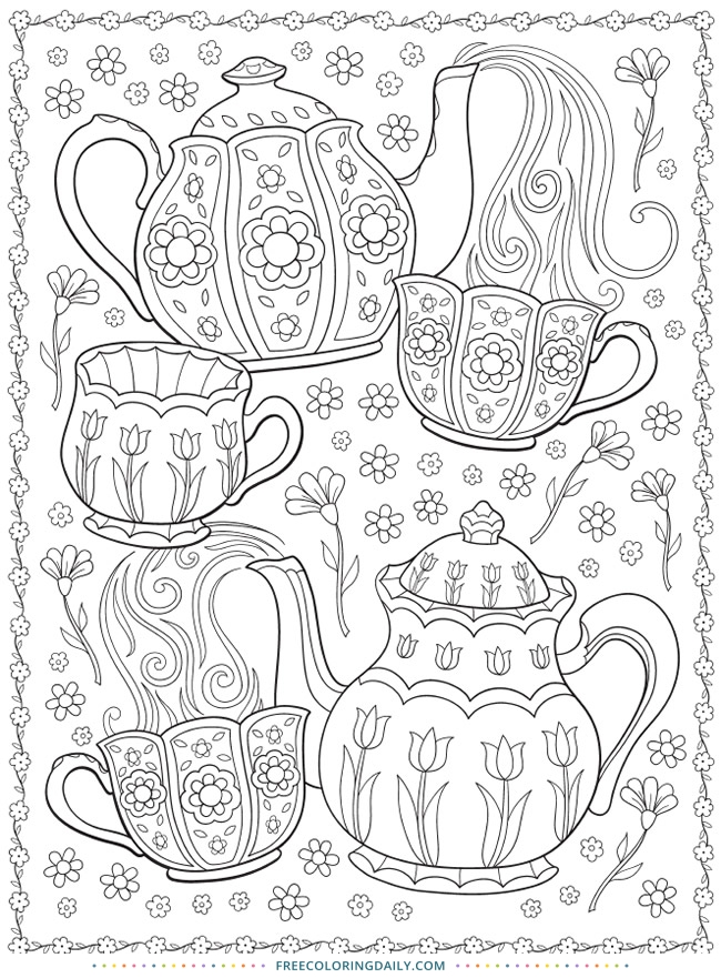 Free Teapot Coloring Page
